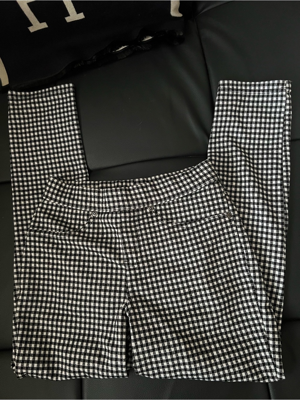 $10gift😍Black & White Gingham High-Rise Stretch skinny Pants